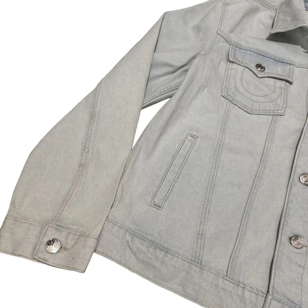 NWT True Religion Jesse Trucker Denim Jacket Light Blossom Wash Men’s large
